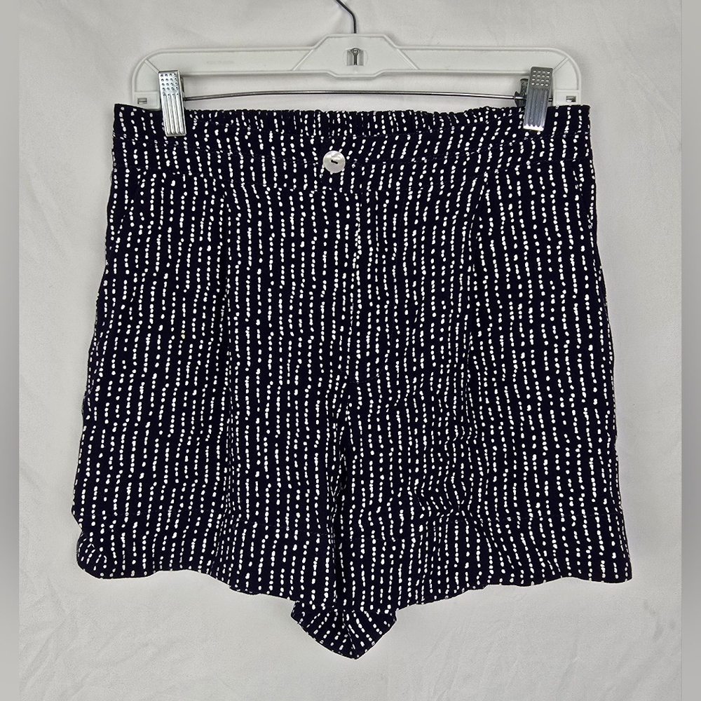 Anthropologie Ett:Twa Dotted Retro Navy Blue Pleated Beachy Nautical Shorts sz S